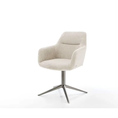 Afbeelding van DELIFE Draaistoel Pejo Flex koord beige kruispoot grafiet 360 draaibaar rocker functie pocketveer kern