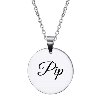 Afbeelding van Ketting RVS Met Naam Gravering Pip Zilver Rond