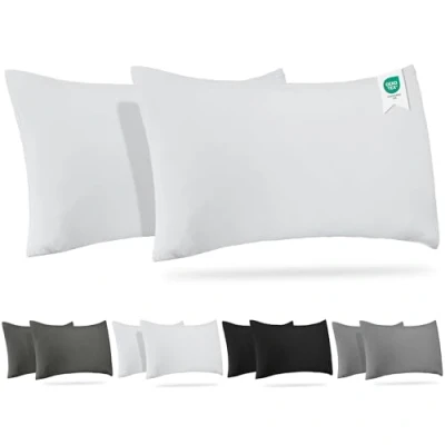Afbeelding van BARBONS Set van 2 kussenslopen, 50x70 cm 165 g/m², hoofdkussensloop, 100% jerseykatoen, zachte kussenhoezen, met ritssluiting (50x70 Wit)