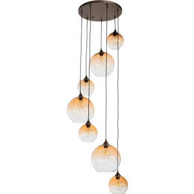 Afbeelding van QAZQA sandra Art Deco Grote hanglamp voor boven de eettafel in eetkamer 7 lichts Ø 65 cm Brons Woonkamer Slaapkamer Keuken