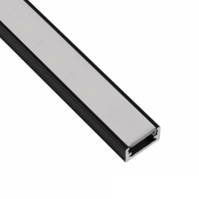 Afbeelding van ledomec 2m LED aluminium profiel slanke strip (14x7mm) in zwart met afdekking (2m mat)