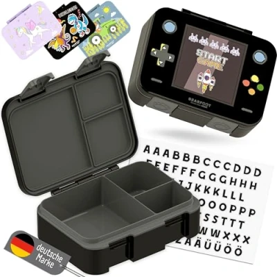 Afbeelding van Compacte Broodtrommel bentobox zwart Game BPA vrij &amp; lekvrij 650ml voor school of werk
