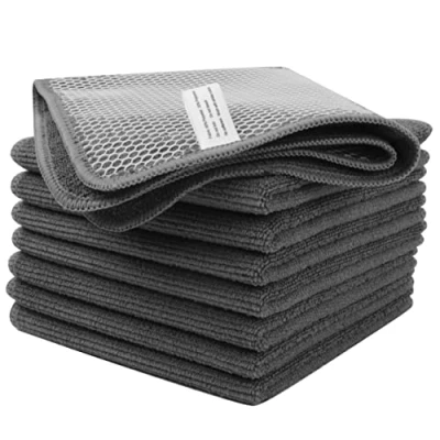 Afbeelding van Microfiber theedoeken theedoek wasbare met Poly Mesh schurende bijgerechten Keuken Huishoudelijke handdoeken theedoeken, 8 stuks, 30 cm x (Grijs)