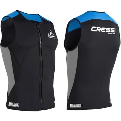 Afbeelding van CRESSI Guardian Man Neopreen Rits Vest Zwart/Blauw 2mm 3XL/7 Dubbel gevoerd met Ritssluiting, voor Zwemmen, Snorkelen en andere watersporten, Zwart/Blauw, 3XL/7, Heren