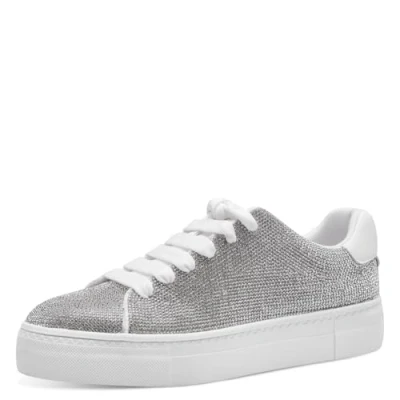 Afbeelding van Tamaris Sneakers laag, Dames, Maat: 41, Silver glam Imitatieleer/ textiel