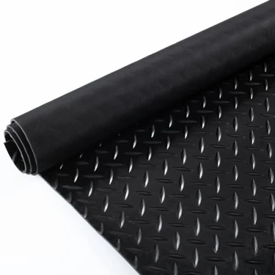 Afbeelding van ANRO Rubberen mat bescherm per meter vloermat traanplaat ribbelplaatlook rubberloper 100 cm breed 3 mm dik zwart x