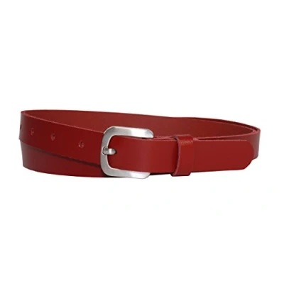 Afbeelding van Vascavi lederen riem echt riem, jeansriem, heupgordel, Made in Germany, 2 cm breed en ca. 0,25 dik, rood, 90 Gesamtlänge 100