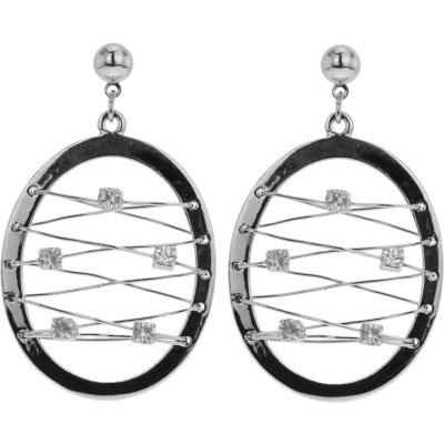 Afbeelding van Behave Oorbel hanger ovaal zilver kleur
