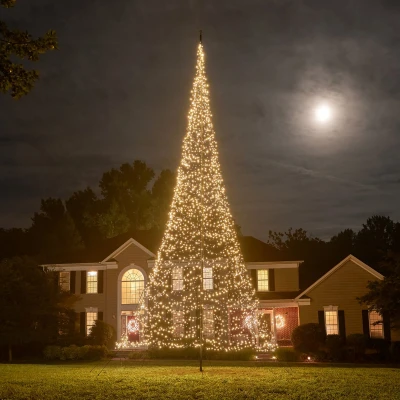 Afbeelding van Fairybell Vlaggenmast Kerstboom 10 meter 4000 LED lampjes Warm wit