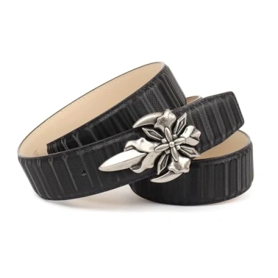 Afbeelding van Anthoni Crown Unisex lederen riem riem, zwart, 100, 100 cm
