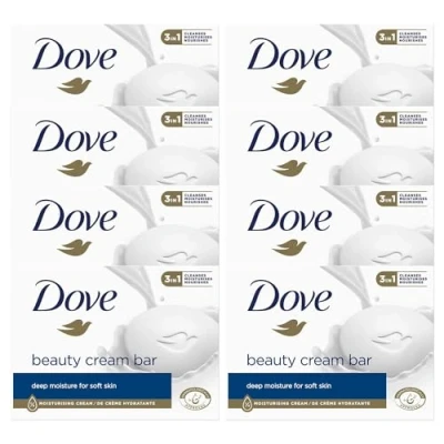 Afbeelding van Dove Orginal Beauty Cream Bar 3 in 1, reinigt, hydrateert en verzorgt, sulfaatvrije badzeep voor een zachte soepele huid, geschikt dagelijks gebruik, 8 x 90 g