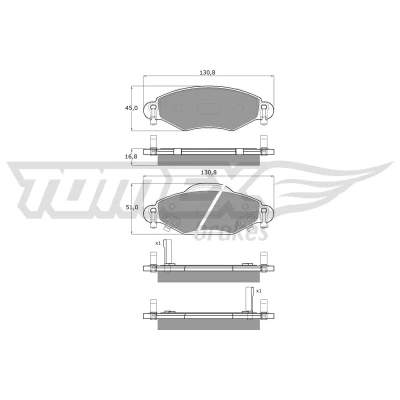 Afbeelding van TOMEX brakes TX 13 89 Remblokkenset Vooras Met akoestische slijtagewaarschuwing TOYOTA: Yaris I Hatchback (P1) 1.0, 1.3, 1.5, 1.4 D 4D 1999 2005
