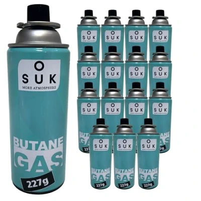 Afbeelding van SOUK ONE Premium gaspatroon 227 g type MSF 1a bajonet ventiel campingkooktoestel, gasverwarming, camping gas butaangas patroon (16 x g)