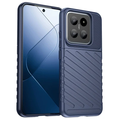 Afbeelding van Xiaomi 14 Hoesje Siliconen en TPU (zacht) iMoshion Backcover/Softcase Donkerblauw Telefoonhoesje Shockproof/Valbescherming