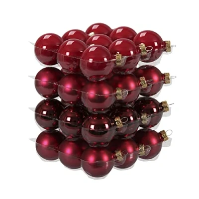 Afbeelding van 36x stuks glazen kerstballen rood tinten 4 cm mat/glans Kerstbal