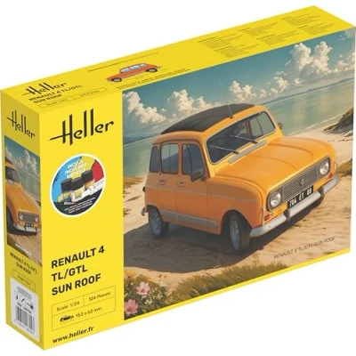 Afbeelding van 1:24 Heller 58704 Renault 4 TL/GTL met Zonnedak Auto Starter Kit Plastic Modelbouwpakket