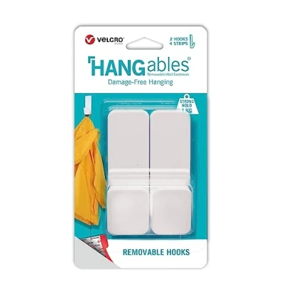 Afbeelding van VELCRO Merk HANGables® Afneembare Grote haak Sterke Zelfklevende om Schadevrij op te hangen Wit Houdt tot 1 kg per Set van 2
