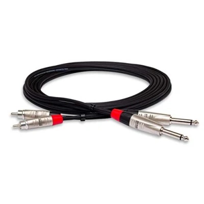 Afbeelding van Hosa HPR 005X2 2 x jack mono naar cinch/rca line kabel, 1,5 meter rean connectors