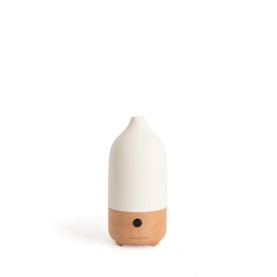 Afbeelding van CREATE aroma keramische diffuser en mini luchtbevochtiger met gebroken wit licht, tank 100 ml, voor ruimtes tot 20 35 m², 7 ledkleuren, aromatherapie functie, 5 W