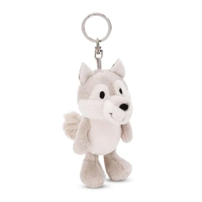 Afbeelding van Sleutelhanger Wolf Winny 10 cm grijs Metgezel knuffeldierhanger met sleutelring Sleutelhouder voor sleutelkoord, tas, rugzak en meer