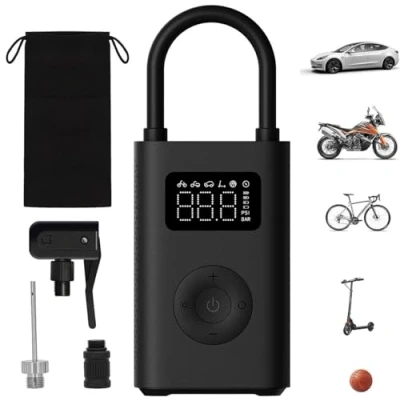 Afbeelding van Xiaomi Draagbare elektrische luchtcompressor, 150 psi bandenpomp voor auto, scooter, fietsbanden en ballen, draadloos met digitale drukdetectie, houtskoolzwart