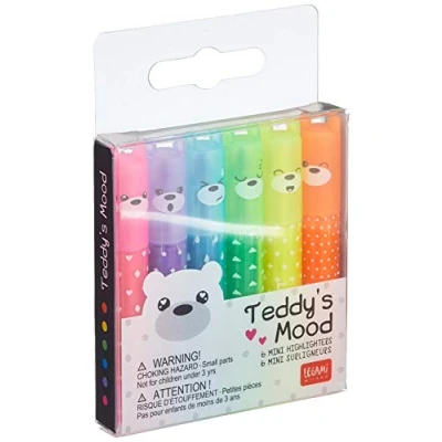 Afbeelding van Legami Set van 6 mini markeerstiften Teddy&#039;s Mood, stuks (1 pak)