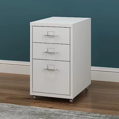 Afbeelding van [en.casa] Bureaukast Kökar op wielen 48x28x41 cm wit mat