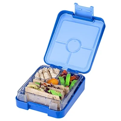 Afbeelding van Navaris bento box Lunchbox met 4 compartimenten Broodtrommel variabele vakjes Voor lunch en tussendoortjes op werk Donkerblauw