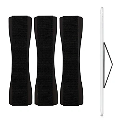 Afbeelding van kwmobile 3x tablet vinger houder Elastische griphouder Universeel Met zelfklevende band In zwart