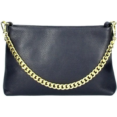 Afbeelding van Donker Blauwe Leren Schoudertas Chain Leer Leder Clutches Schoudertassen Dames Tassen Navy Blauw