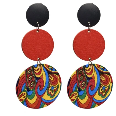 Afbeelding van Clip Oorbellen Rood zwart geen gaatje Charme Bijoux