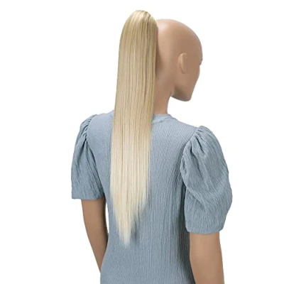 Afbeelding van CAISHA 60cm Pruik Vlecht Paardenstaart Haarextensies Glad Lichtblond Mix H613