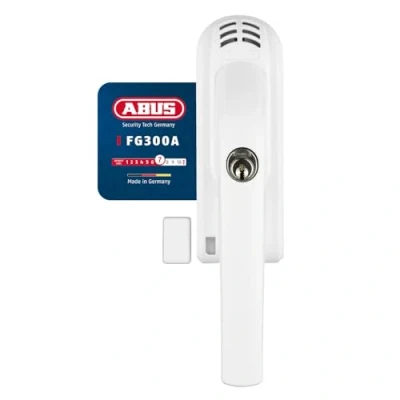 Afbeelding van ABUS Afsluitbare Raamgreep FG300A AL0145 Raamknop met Drukcilinder en Alarmfunctie, Gelijksluitend Veiligheidsniveau 7 71900 Wit