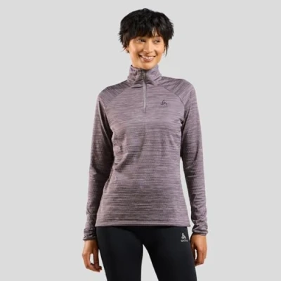Afbeelding van Longsleeve Odlo Women Mid Layer 1/2 Zip Essential Thermal Gray Ridge Melange L