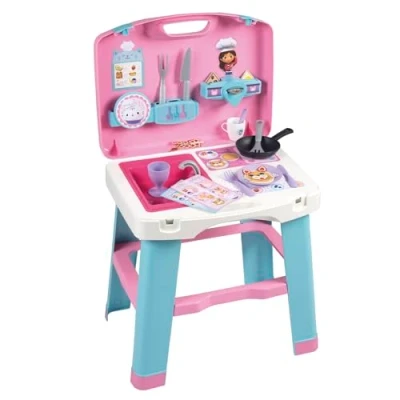 Afbeelding van Draagbare speelgoedkeuken in een koffer van Smoby met Het moderne design de kinderserie. poppenhuis Gabby