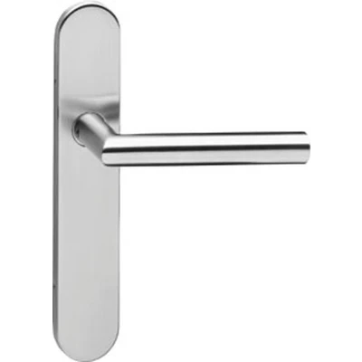 Afbeelding van Intersteel deurkruk hoek 90 op schild sluiting 63 mm links rvs geb.