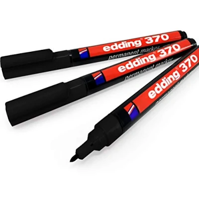Afbeelding van Edding 370 Permanente Marker Pen 1mm Bullet Tip Zwart Pack van 3