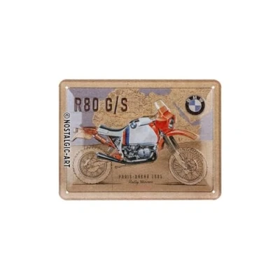 Afbeelding van Nostalgic Art Retro metalen bord, 15 x 20 cm, Official License Product (OLP), BMW R 80 G/S Paris Dakar Cadeau idee voor fans, van metaal, vintage design