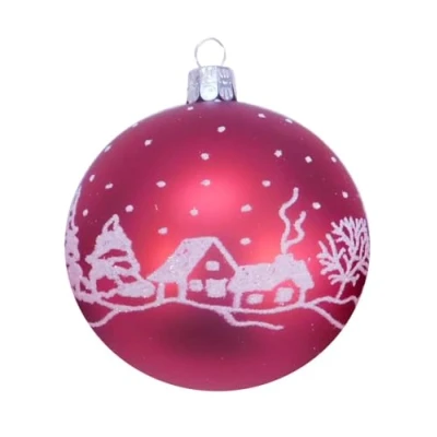 Afbeelding van Ornex Decoratieset (Ø 8 cm) van mondgeblazen en handbeschilderd glas voor kerstboomversiering, rood, 3 ballen Ø cm, stuks