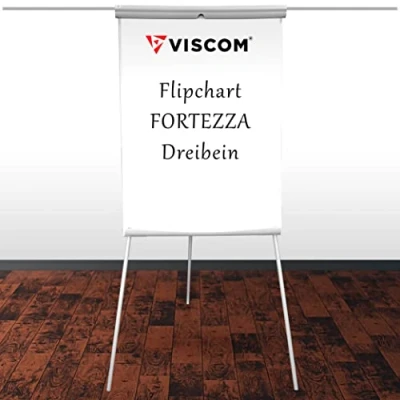 Afbeelding van Viscom Flipchart Fortezza met driepootstatief en zijarmen, magnetisch oppervlak, veelzijdig inzetbaar, whiteboard statief, in hoogte verstelbaar