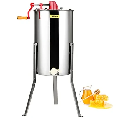 Afbeelding van VEVOR Handmatige honingtrekker met 3 frames centrifugale honingscheider van roestvrij staal deksel geschikt voor bijennest, diepte 48 x 23 cm, medium 16 verstelbare hoogte bijenstal