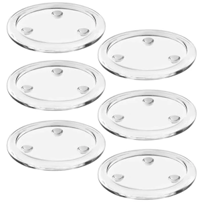 Afbeelding van Belle Vous 6 Pack van ronde helder glazen pijler kaars platen 10 cm/4 inch votief theelicht kaarsenhouder set ideaal voor spa decoraties, bruiloften, feesten, woondecoratie, tafel centerpieces &amp;