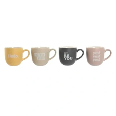 Afbeelding van Set van 4 mokken Home ESPRIT Geel Beige Grijs Roze Porselein 410 ml