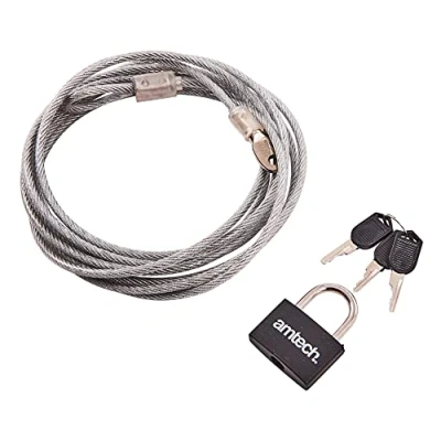 Afbeelding van Amtech T1695 veiligheidskabel en hangslot, 3 m x 4 mm