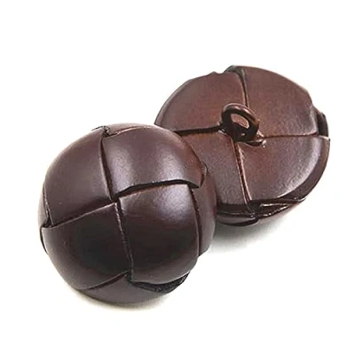 Afbeelding van 5 stuks met leer beklede knopen 15/19/21/23/26 mm zwart/bruin lederen knoop voor jassen, jasknopen, bruin, 26