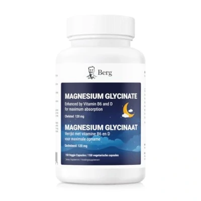 Afbeelding van Berg Magnesium Glycinate 400mg with added Vitamin D, B6 &amp; Zinc 150 Vegetable Capsules