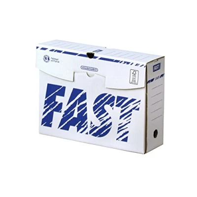 Afbeelding van Fast Set van 25 archiefdozen karton, rug 10 cm, handmatige montage, wit/blauw