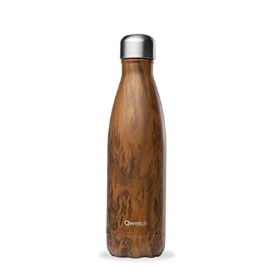 Afbeelding van Qwetch thermosfles Wood 500 ml 24 uur koud en 12 warm waterdicht, BPA vrij herbruikbaar