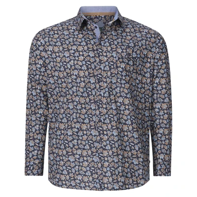 Afbeelding van Charles Colby Overhemd, Heren, Maat: 4XL, Dunkelblau gemustert