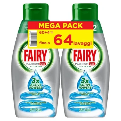 Afbeelding van Fairy Gel Afwasmiddel 64 wasbeurten 2 flessen met 32 Citroen